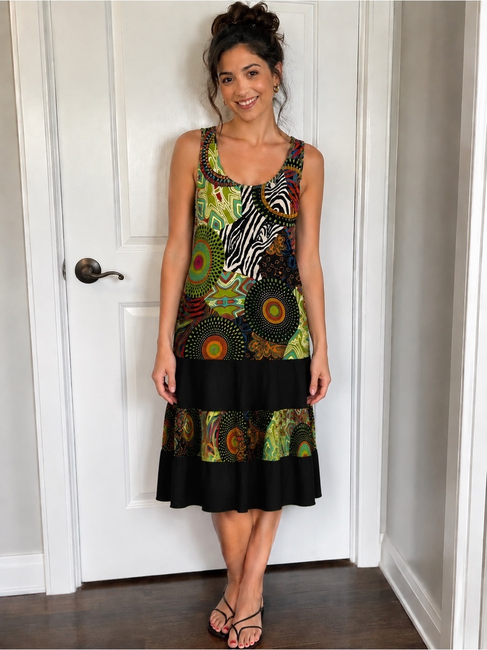 Colorful Sleeveless Patterned Dress